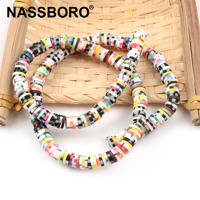 Otprilike 300~320 komada 6 mm crne i bijele ravne okrugle perle od polimerske gline Chip Disk labavi odstojnik Ručno izrađene perle za izradu nakita DIY