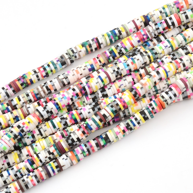 Otprilike 300~320 komada 6 mm crne i bijele ravne okrugle perle od polimerske gline Chip Disk labavi odstojnik Ručno izrađene perle za izradu nakita DIY