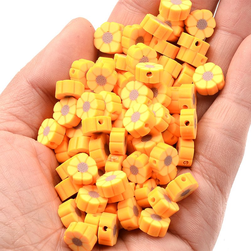 30 kom/Part perle od narančastog cvijeta čips perle od polimerske gline labave perle za odstojnike za izradu nakita DIY narukvica Dodaci za nakit