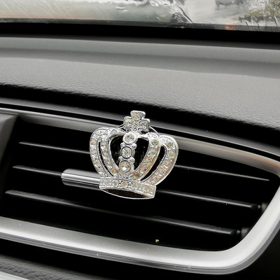 Auto õhutusklambri õhuvärskendaja auto sisemuses bling teemantkroonkaunistus auto aroomi difuusor autotarvikud tüdrukutele