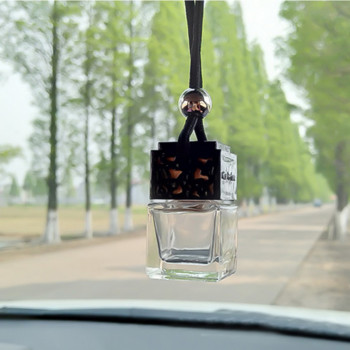 Освежител за въздух, висящ за кола, празна стъклена бутилка от парфюм, огледало за обратно виждане, орнамент, стил на кола, етерични масла, организатор на аромати