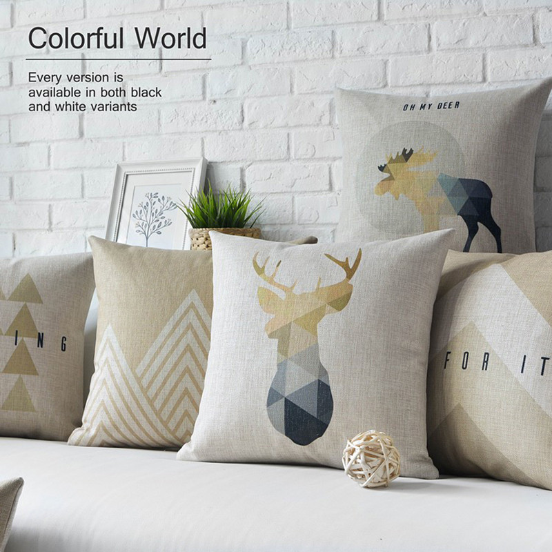 Nordijski moderni geometrijski jeleni Jastuk Jastuk od debele lanene jastučnice Jastuk za sofu kućni ukrasni jastuci
