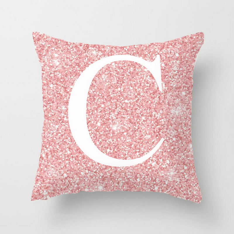 45x45cm pernă de canapea pernă de canapea cu litere bling roz cu miez pernă pentru spătar pernă de aruncare