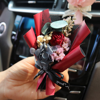 Мини букет от рози Щипка за вентилационен отвор за кола Творчески цветя Мини букет Парфюм за кола Освежител за въздух Гипсофила Орнамент от карамфил