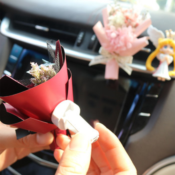Μίνι τριαντάφυλλο μπουκέτο αυτοκινήτου Κλιπ εξαερισμού αυτοκινήτου Δημιουργικά λουλούδια Μίνι μπουκέτο αυτοκινήτου άρωμα αποσμητικό αέρα Gypsophila Στολίδι Γαρύφαλλο