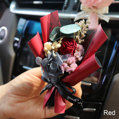Mini Rožu pušķis Automašīnas gaisa ventilācijas saspraude Creative Flowers Mini Bouquet Auto Smaržas Gaisa atsvaidzinātājs Gypsophila Carnation Ornament