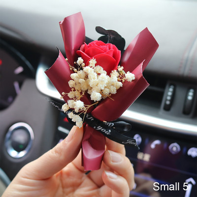 Mini Rožu pušķis Automašīnas gaisa ventilācijas saspraude Creative Flowers Mini Bouquet Auto Smaržas Gaisa atsvaidzinātājs Gypsophila Carnation Ornament