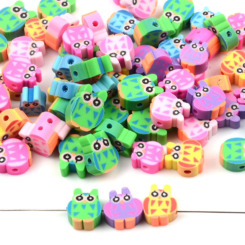 30 kom/komplet Perle od polimerske gline sa slatkim uzorkom sova Rasuti čips Razmak perle za izradu nakita Dodaci za DIY narukvice