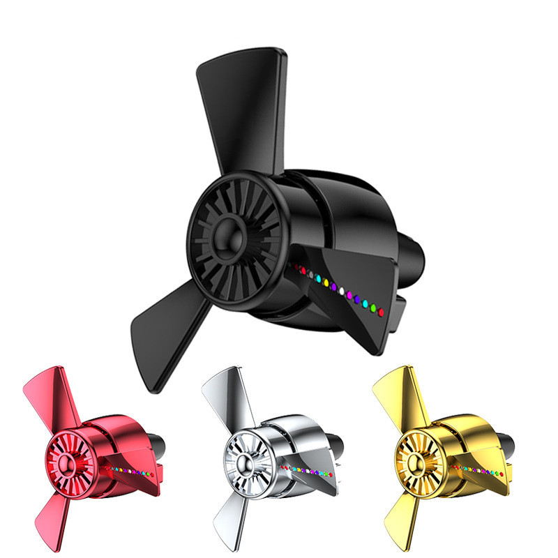 LED fény autós légfrissítő Air Force propeller forma parfüm szellőző klip dekor jármű ventilátor aromaterápia autó belső kiegészítők