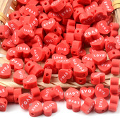 Crvene ljubavne kuglice u obliku srca od polimerske gline, labave kuglice s odstojnicima za izradu nakita Dodaci za DIY narukvice