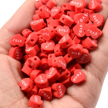 Мъниста от полимерна глина с форма на сърце с червена любов Разхлабени дистанционни мъниста за изработка на бижута Направи си сам аксесоари за гривни