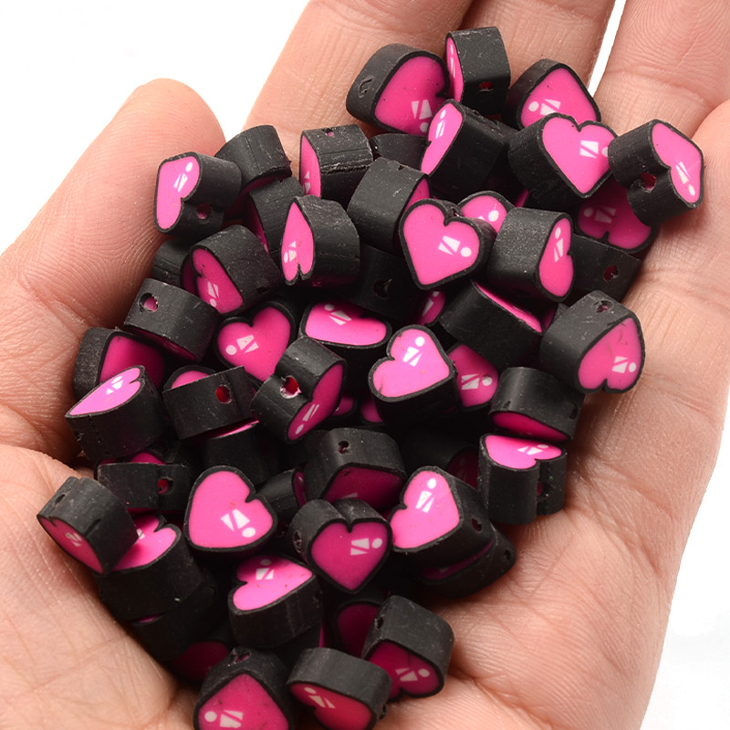 Ružičaste perle od polimerske gline u obliku srca ljubavi Rasute perle za odstojnike za izradu nakita Dodaci za narukvice DIY