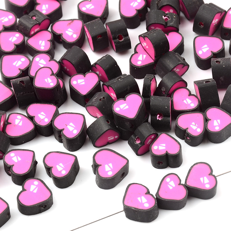 Ružičaste perle od polimerske gline u obliku srca ljubavi Rasute perle za odstojnike za izradu nakita Dodaci za narukvice DIY