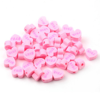 Розови любовни мъниста във формата на сърце от полимерна глина Свободни дистанционни мъниста за изработка на бижута Направи си сам аксесоари за гривни