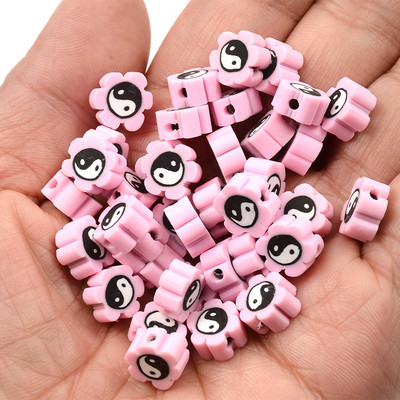 Tai Chi uzorak Ružičasto cvijeće Perle od polimerske gline Rasute perle s odstojnicima za izradu nakita Dodaci za DIY narukvice