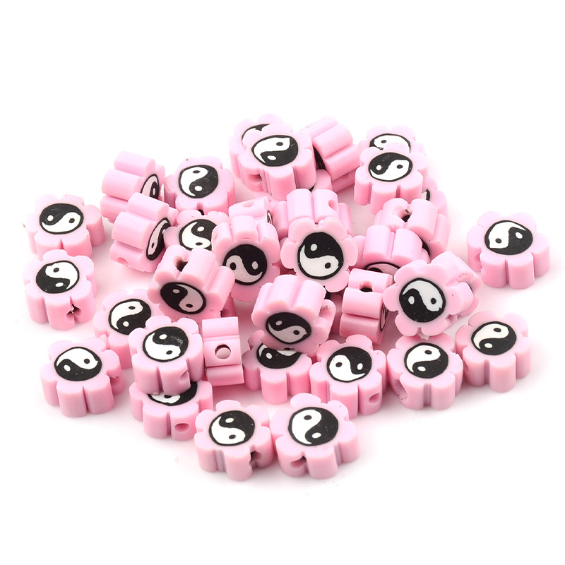 Tai Chi uzorak Ružičasto cvijeće Perle od polimerske gline Rasute perle s odstojnicima za izradu nakita Dodaci za DIY narukvice