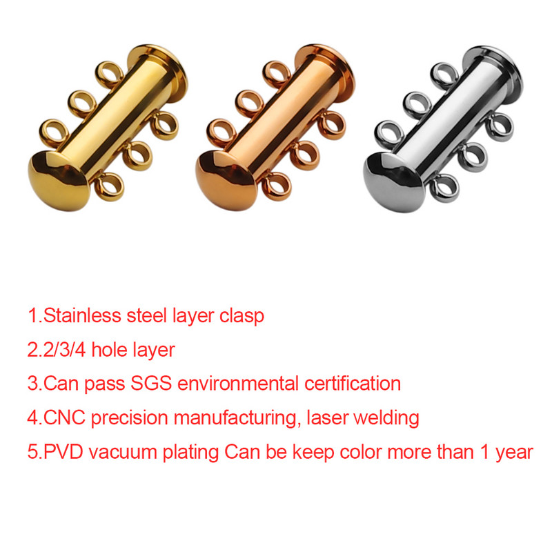 2 kom. Slojevite narukvice od nehrđajućeg čelika od ružičastog zlata, ogrlice, klizne jake magnetske kopče, cijevi, brava, kopča, kuka, nalazi za nakit