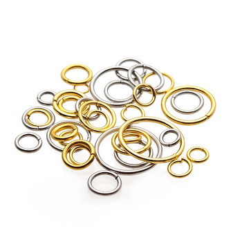 100 бр. Висококачествени 3-12 mm златни пръстени за скачане от неръждаема стомана за Направи си сам Колие, Обеци Изработка на бижута Находки Конектори