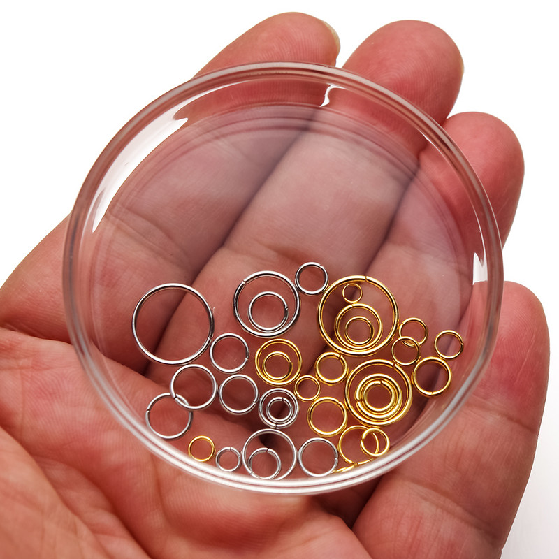 100 komada visokokvalitetnih 3-12 mm zlatnih prstenova za skok od nehrđajućeg čelika za diy ogrlice, naušnice, izrada nakita, konektori