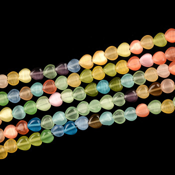 6MM смесени цветове сърце мъниста Естествено котешко око свободни мъниста от лунен камък за изработка на бижута Направи си сам гривна Колие Crafrs
