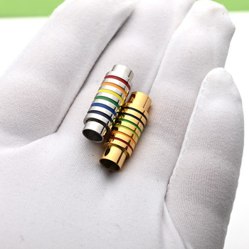 2бр. Магнитни закопчалки от неръждаема стомана с 6 мм дупка в цвят дъга за конектори за гривни, подходящи за кожена гривна Консумативи за маркиране на бижута