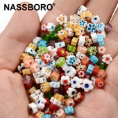 Otprilike 5-6 mm nepravilne pljosnate cvjetne perle, višebojne lampwork staklene perle za izradu nakita, narukvica, naušnica, DIY ručni rad