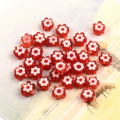 Otprilike 5-6 mm nepravilne pljosnate cvjetne perle, višebojne lampwork staklene perle za izradu nakita, narukvica, naušnica, DIY ručni rad