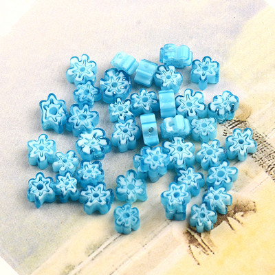 Otprilike 5-6 mm nepravilne pljosnate cvjetne perle, višebojne lampwork staklene perle za izradu nakita, narukvica, naušnica, DIY ručni rad