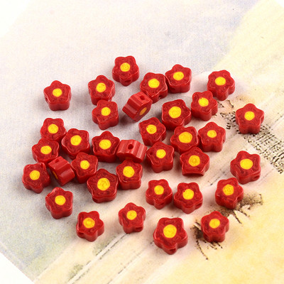 Otprilike 5-6 mm nepravilne pljosnate cvjetne perle, višebojne lampwork staklene perle za izradu nakita, narukvica, naušnica, DIY ručni rad