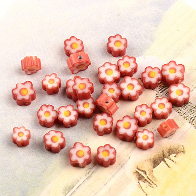 Otprilike 5-6 mm nepravilne pljosnate cvjetne perle, višebojne lampwork staklene perle za izradu nakita, narukvica, naušnica, DIY ručni rad