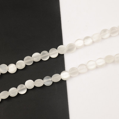 Ravne okrugle kovanice u obliku prirodnih mačkastih perli Visokokvalitetne labave perle za izradu nakita Mjesečev kamen DIY Narukvica Nakit