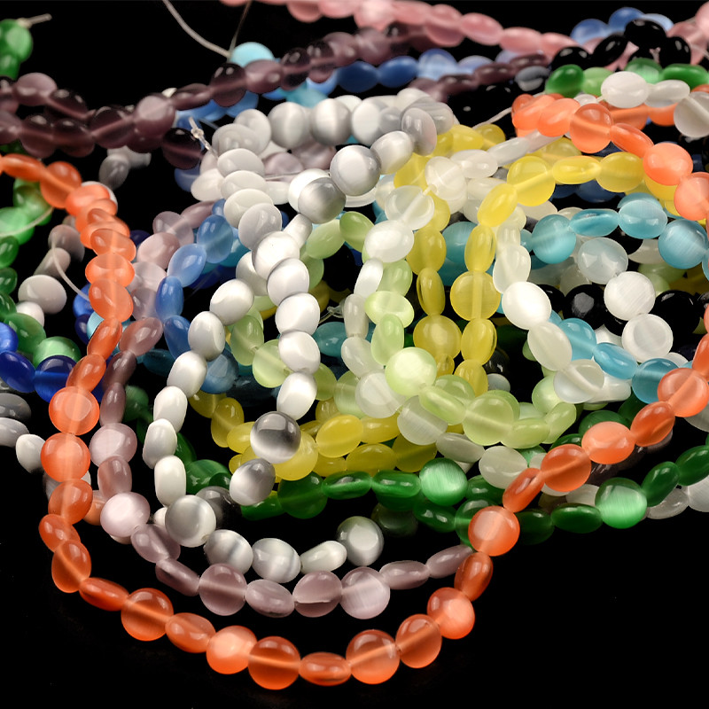 Ravne okrugle kovanice u obliku prirodnih mačkastih perli Visokokvalitetne labave perle za izradu nakita Mjesečev kamen DIY Narukvica Nakit