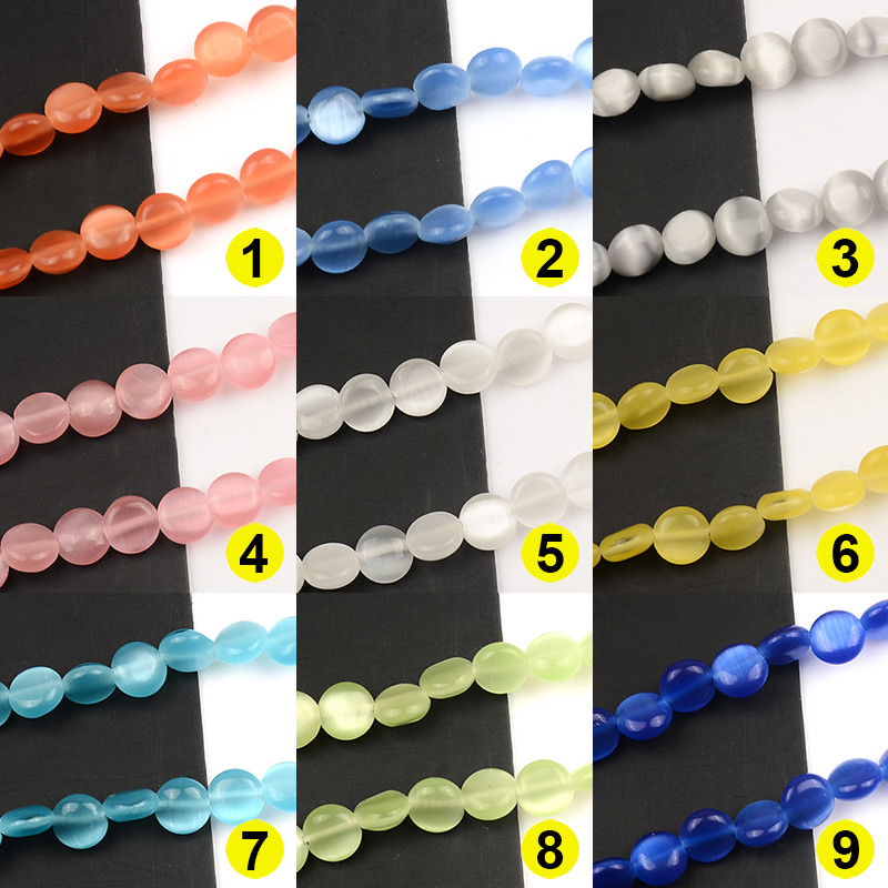 Ravne okrugle kovanice u obliku prirodnih mačkastih perli Visokokvalitetne labave perle za izradu nakita Mjesečev kamen DIY Narukvica Nakit