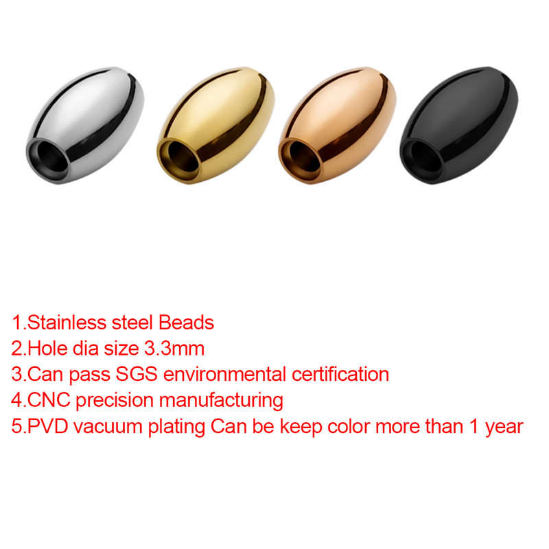 4 komada 3 mm rupa veličine ružičasto zlatne crne ovalne razmaknice od nehrđajućeg čelika za Diy kožne narukvice Ogrlica Izrada nakita Nalazi