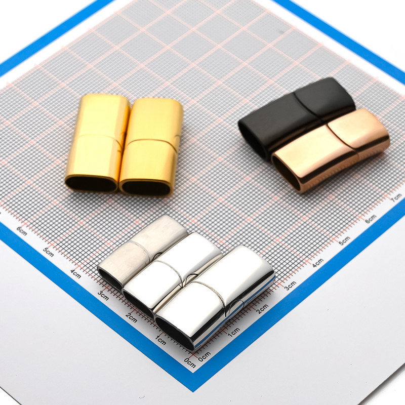 2db rozsdamentes acél 12x6 mm-es mágneses kapcsok Charms csatlakozó csat barkácsoláshoz bőr karkötők kötél ékszer készítési kiegészítők