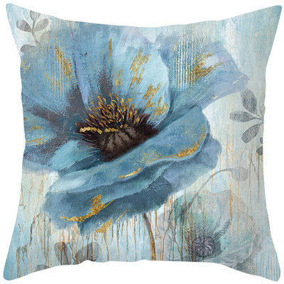 Pictură în ulei, flori, perne decorative aurii, pentru canapea, cu sclipici, husă de pernă din poliester, Housse de coussin