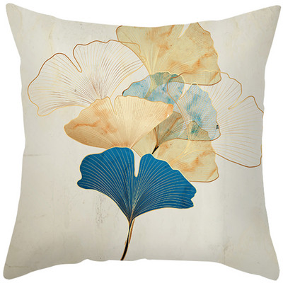 Pictură în ulei, flori, perne decorative aurii, pentru canapea, cu sclipici, husă de pernă din poliester, Housse de coussin