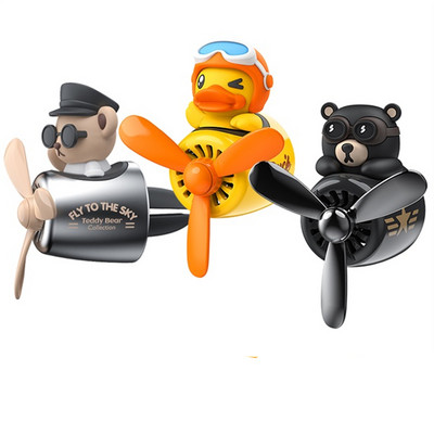 Teddy Bear Duck autós légfrissítő pilóta forgó propeller kimeneti illat mágneses kivitel autó illat dísztartozékok