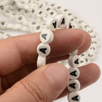 8 мм черни и бели кръгли плоски букви от азбука, керамични мъниста, висулка, порцеланови мъниста за изработка на бижута Направи си част от аксесоари