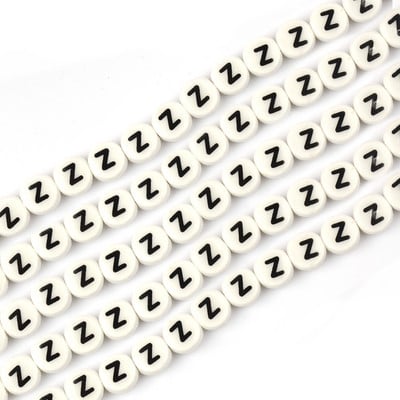 8 mm-es fekete-fehér kerek, lapos betűs ábécé kerámia gyöngyök függesztékes porcelán gyöngyök ékszerkészítéshez, barkácsoláshoz alkatrész-kiegészítők