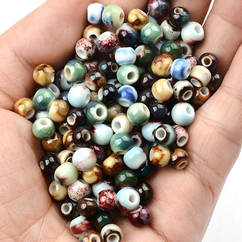 6 mm retro okrugle keramičke perle odstojnik rupe 2,5 mm labave perle za nakit Izrada narukvica DIY pribor