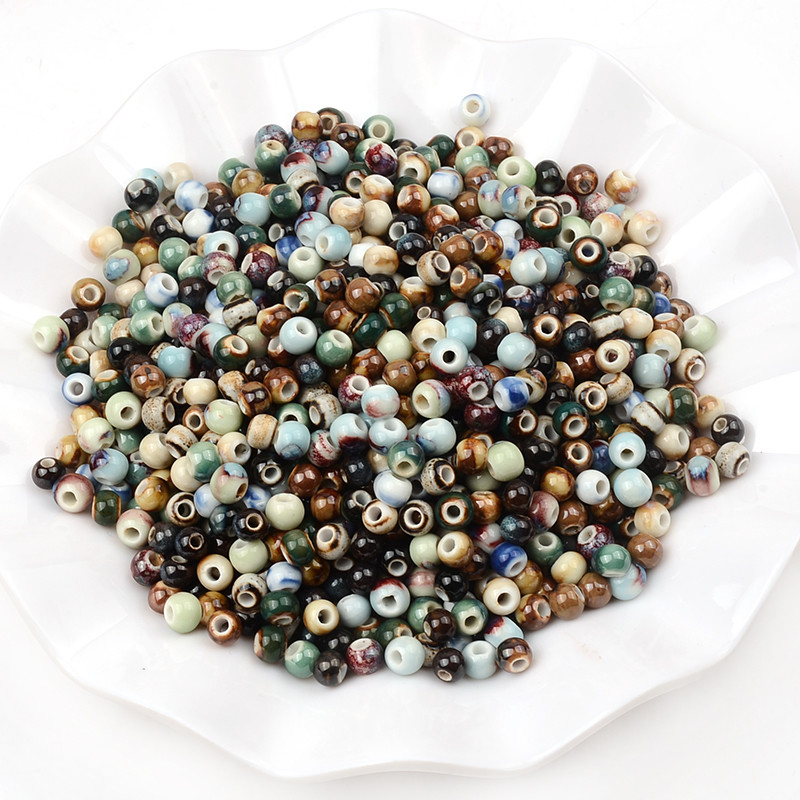 6 mm retro okrugle keramičke perle odstojnik rupe 2,5 mm labave perle za nakit Izrada narukvica DIY pribor