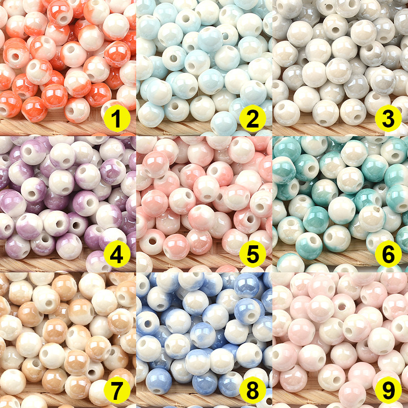 8 mm polupokrivene keramičke perle, labave porculanske perle za izradu nakita, ručno rađene diy dodatke, perle za nakit