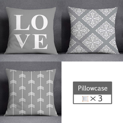 3kom/lot 45X45CM siva lumbalna jastučnica poliesterska geometrija lišća cvjetne pruge karirani ispis kauč jastučnica kućni dekor
