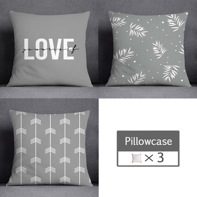 3kom/lot 45X45CM siva lumbalna jastučnica poliesterska geometrija lišća cvjetne pruge karirani ispis kauč jastučnica kućni dekor