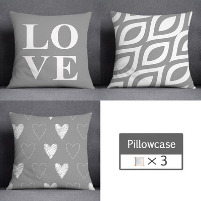 3kom/lot 45X45CM siva lumbalna jastučnica poliesterska geometrija lišća cvjetne pruge karirani ispis kauč jastučnica kućni dekor