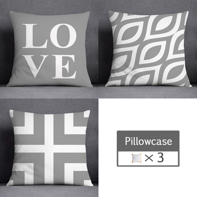 3kom/lot 45X45CM siva lumbalna jastučnica poliesterska geometrija lišća cvjetne pruge karirani ispis kauč jastučnica kućni dekor