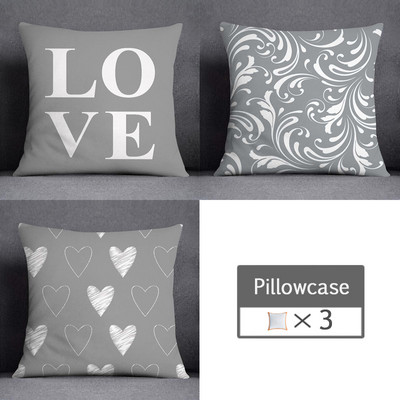 3kom/lot 45X45CM siva lumbalna jastučnica poliesterska geometrija lišća cvjetne pruge karirani ispis kauč jastučnica kućni dekor