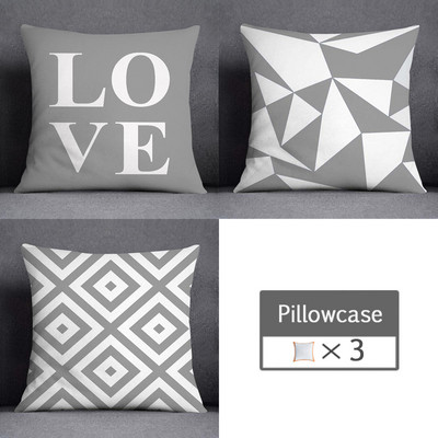 3kom/lot 45X45CM siva lumbalna jastučnica poliesterska geometrija lišća cvjetne pruge karirani ispis kauč jastučnica kućni dekor
