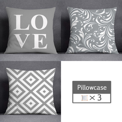 3kom/lot 45X45CM siva lumbalna jastučnica poliesterska geometrija lišća cvjetne pruge karirani ispis kauč jastučnica kućni dekor